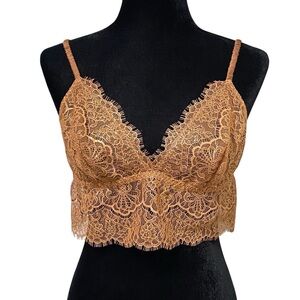 Victoria’s Secret Bronze Lace Bralette Large Copper Boho Floral Fairycore Top